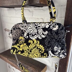 Vera Bradley Shoulder Bag w/Removable Chain Long Strap Baroque NWT Yellow Black